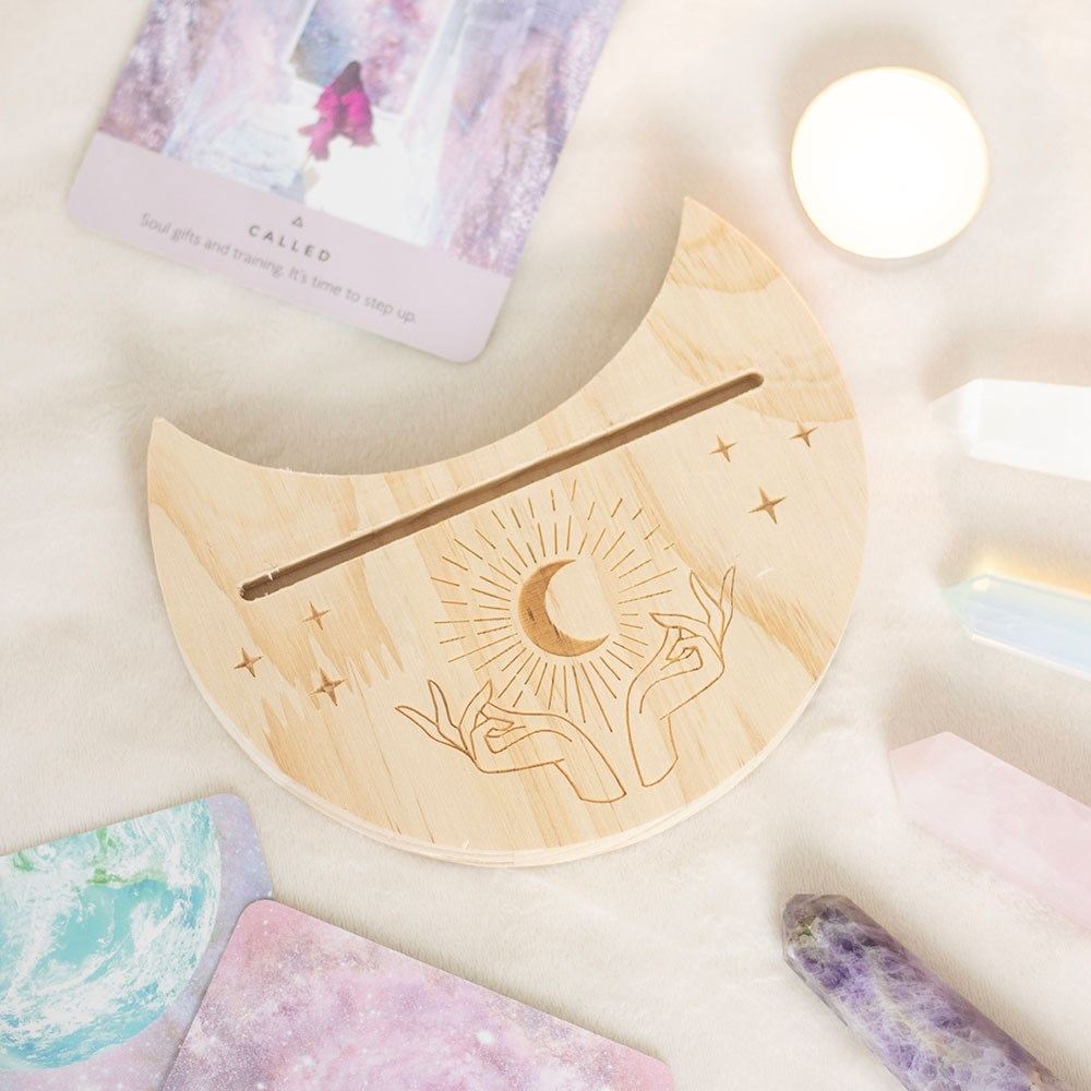 Something Different - Natural Mystical Hands Crescent Moon Tarot Card stand - Multicolours
